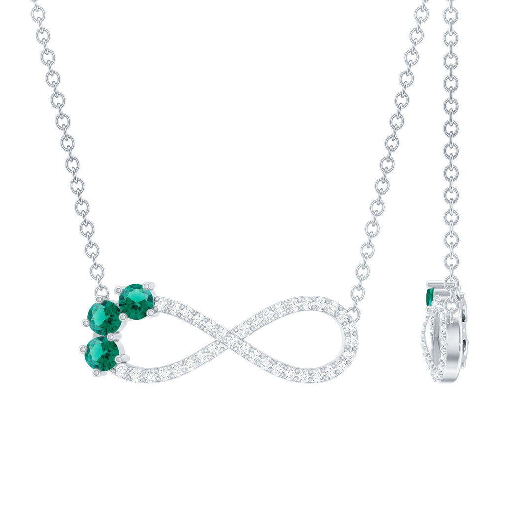 Lab Created Emerald and Moissanite Infinity Necklace with Chain