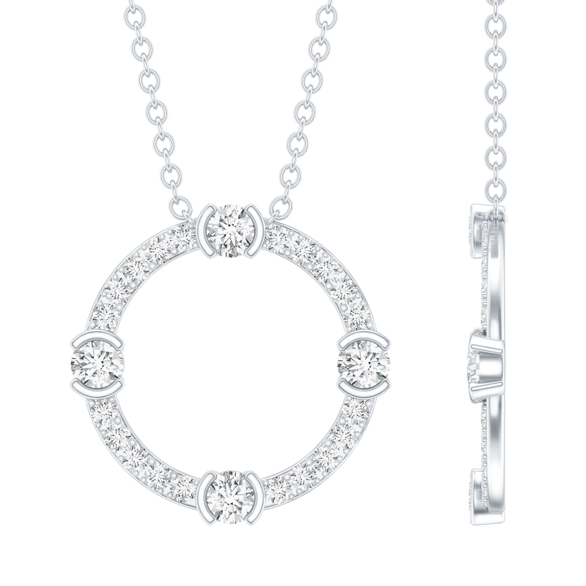 Sterling Silver Moissanite Eternity Necklace With Chain