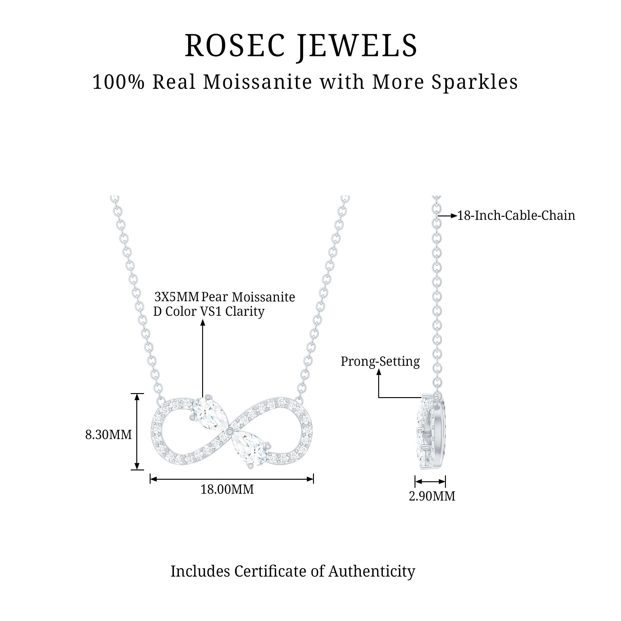 Certified Moissanite Forever Symbol Necklace for Women