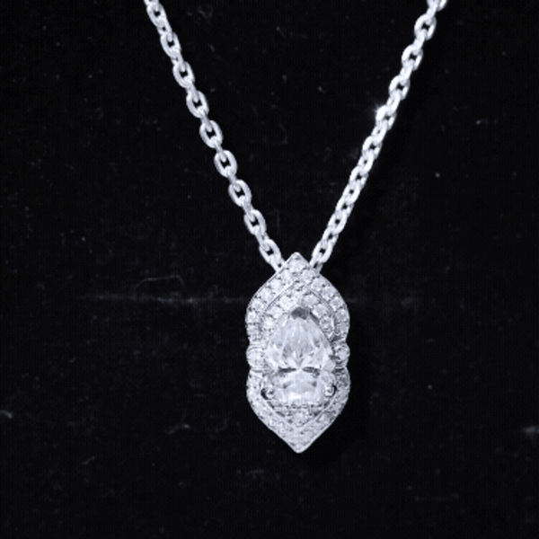 6X8 MM Pear Cut Moissanite Vintage Necklace