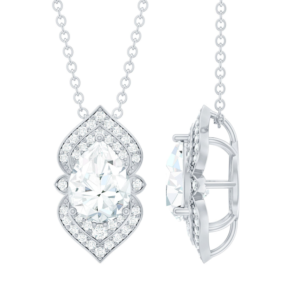 6X8 MM Pear Cut Moissanite Vintage Necklace