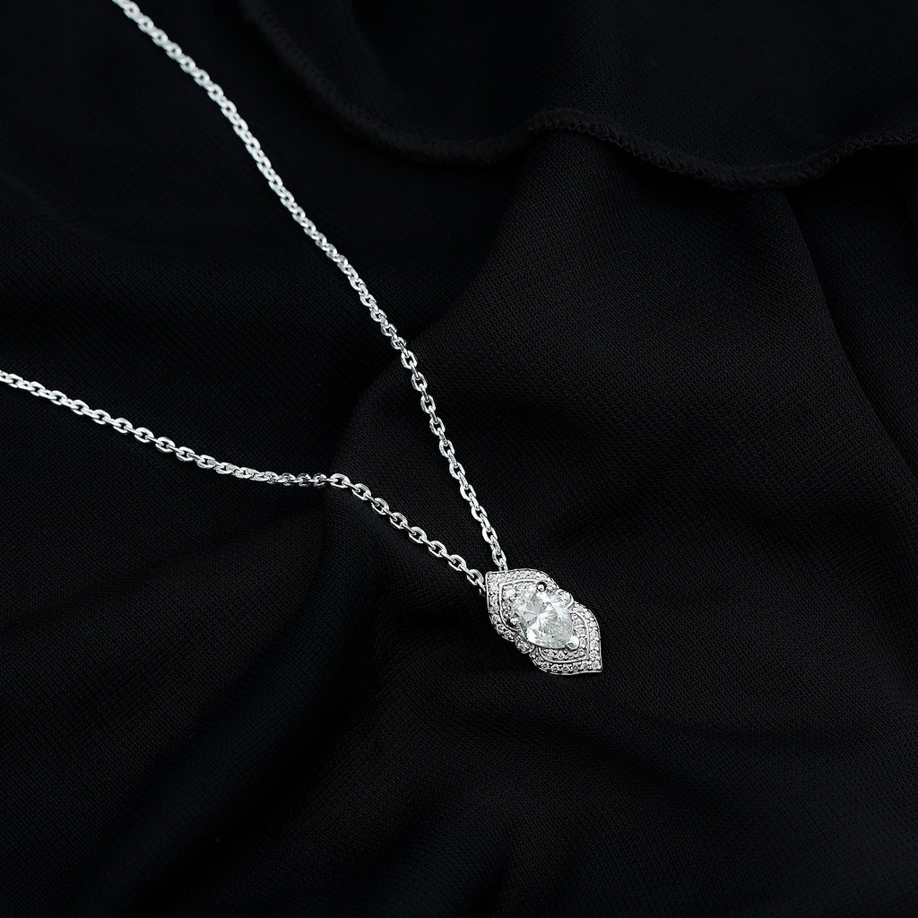 6X8 MM Pear Cut Moissanite Vintage Necklace
