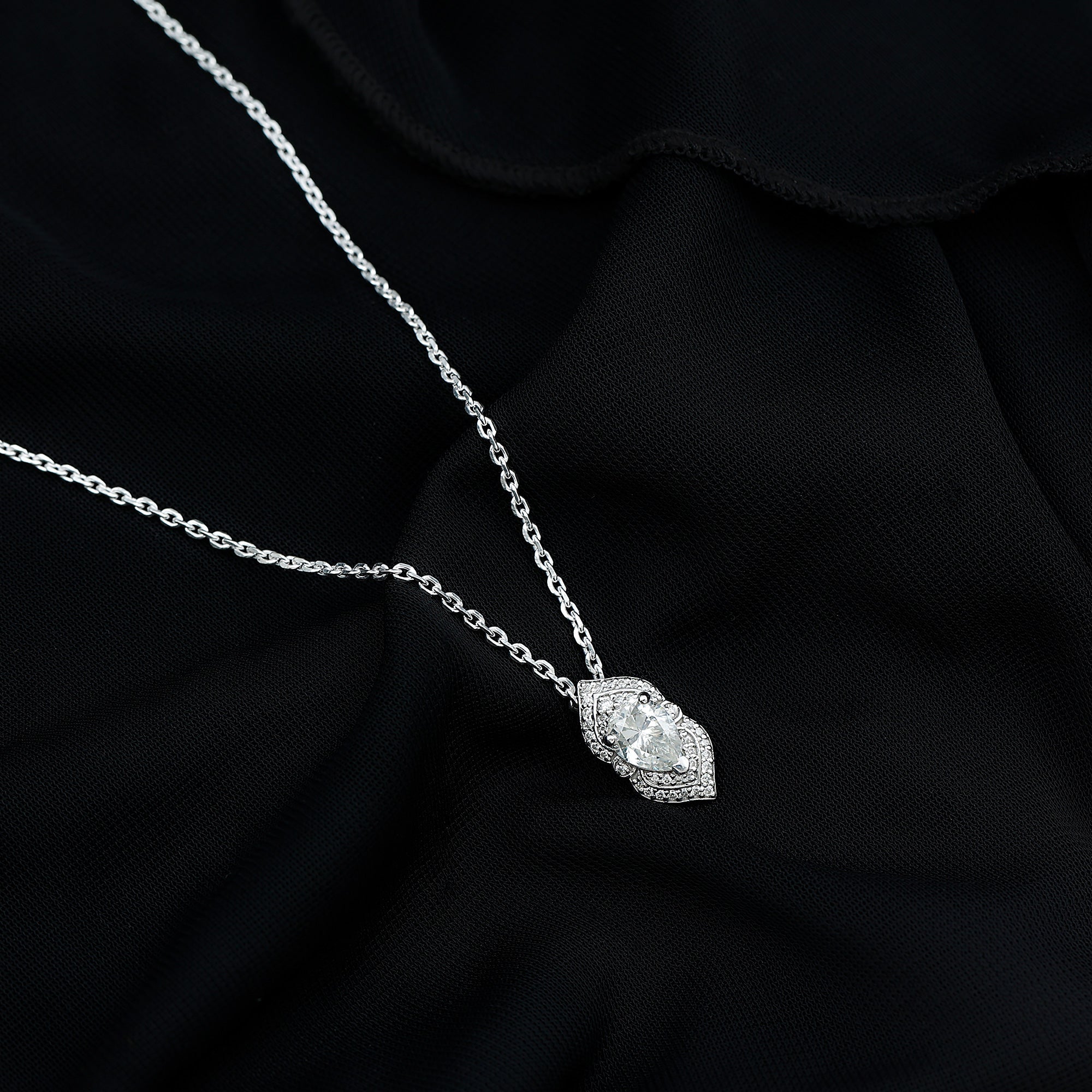 6X8 MM Pear Cut Moissanite Vintage Necklace