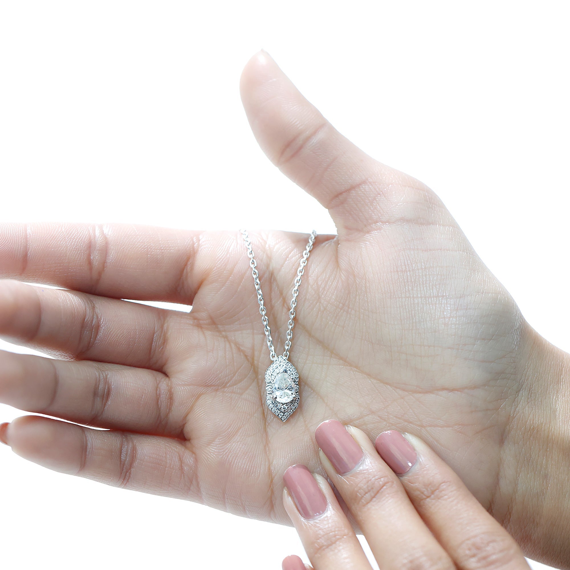 6X8 MM Pear Cut Moissanite Vintage Necklace