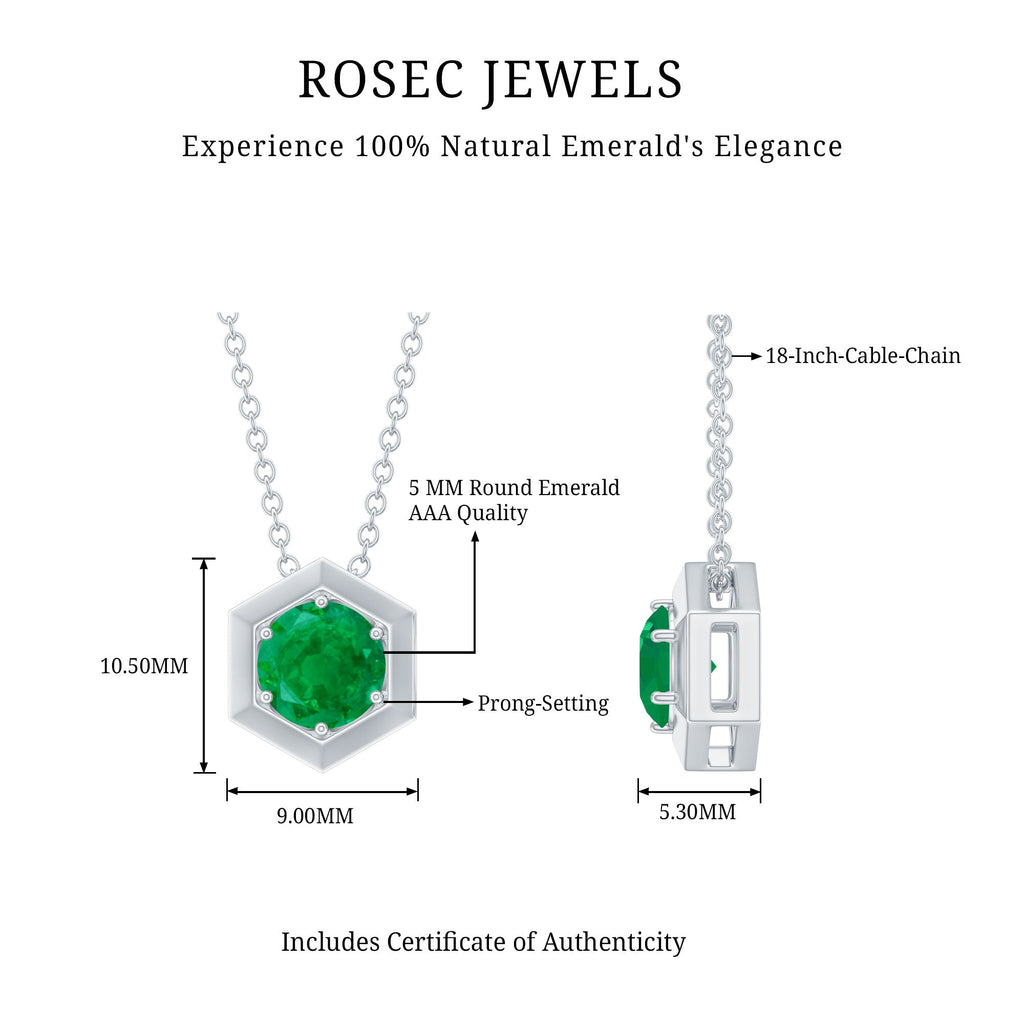 0.75 CT Antique Emerald Solitaire Pendant in 6 Prong Setting