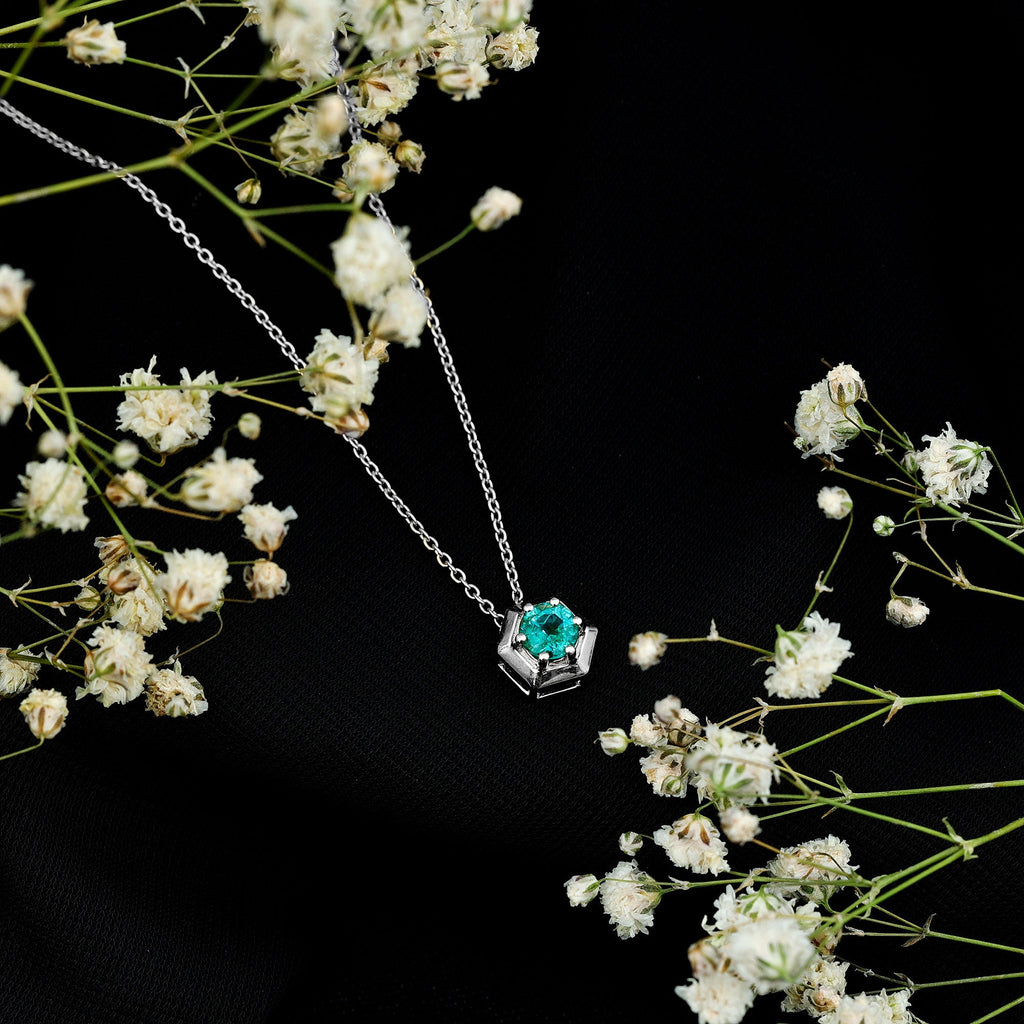 0.75 CT Antique Emerald Solitaire Pendant in 6 Prong Setting