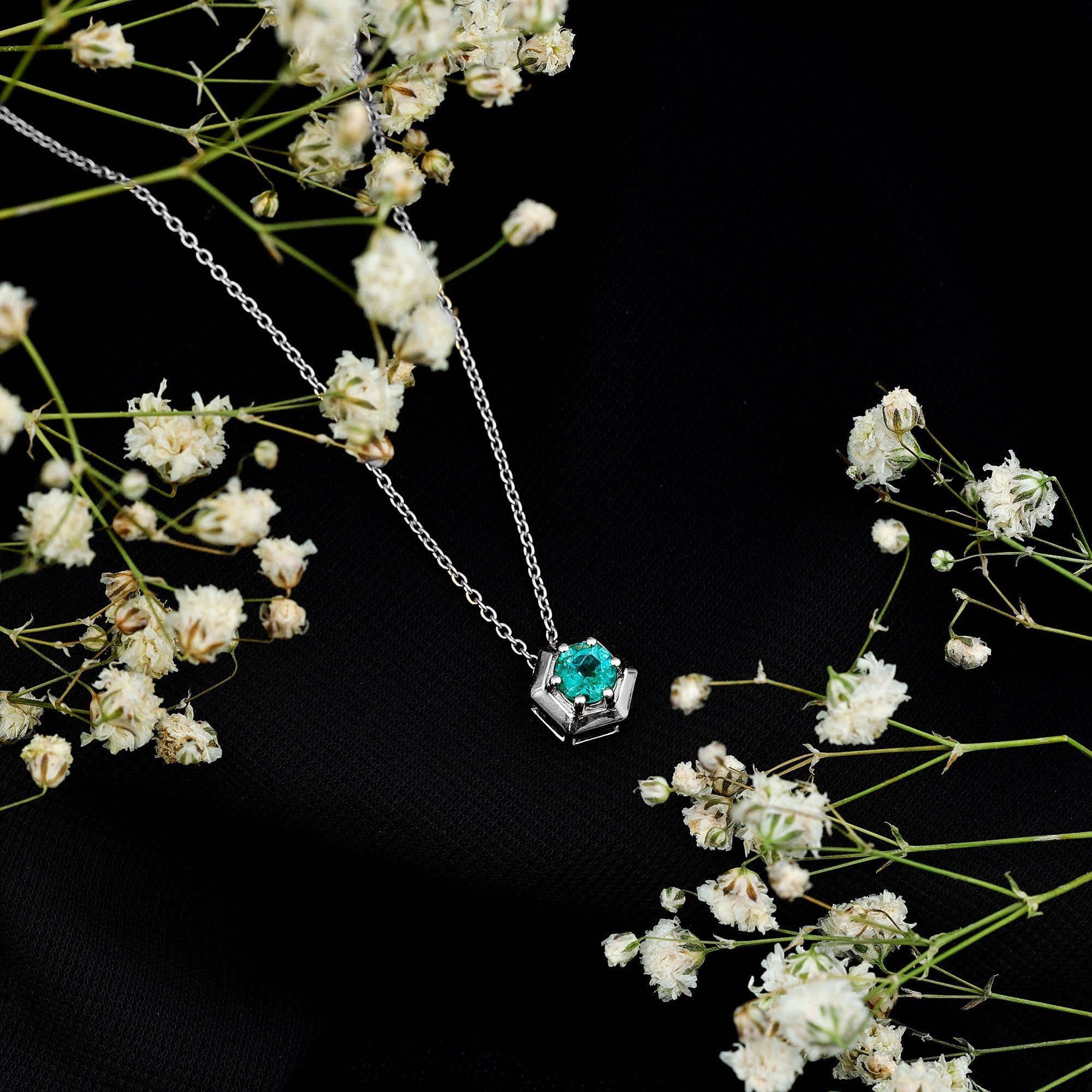 0.75 CT Antique Emerald Solitaire Pendant in 6 Prong Setting
