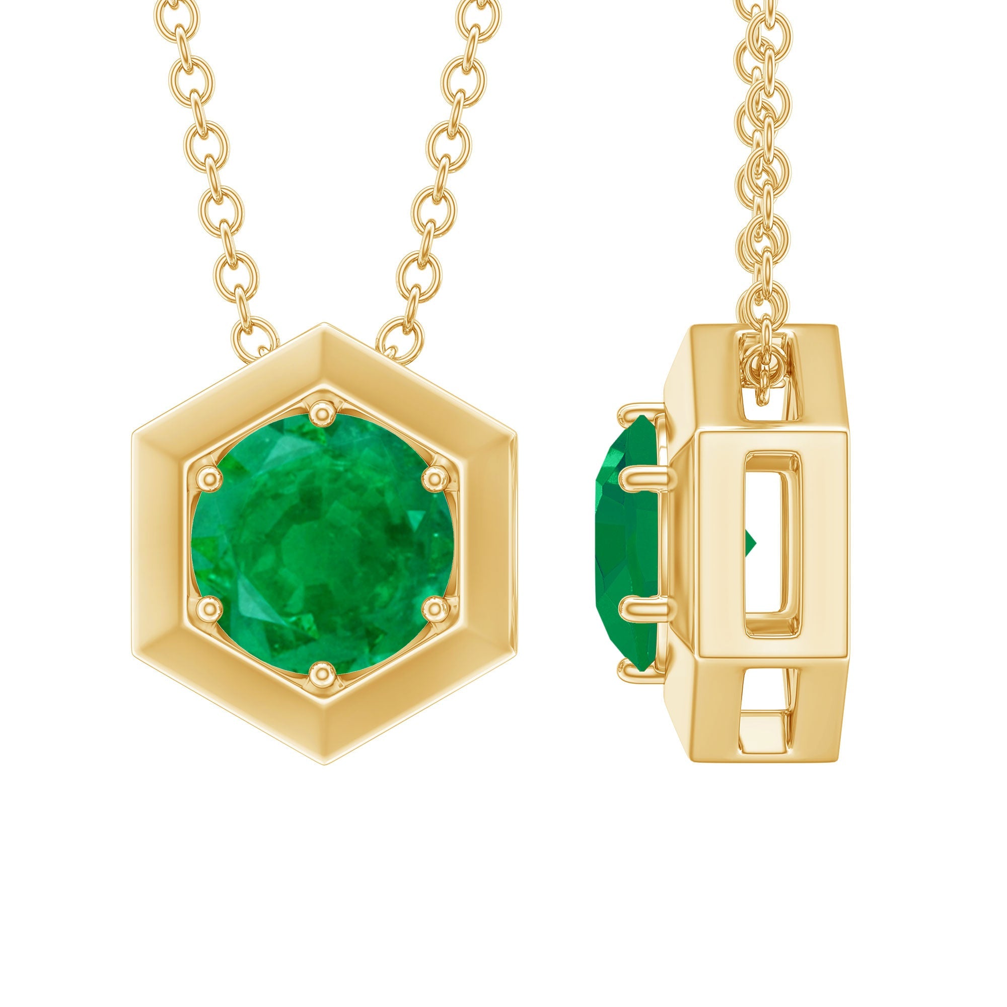 0.75 CT Antique Emerald Solitaire Pendant in 6 Prong Setting