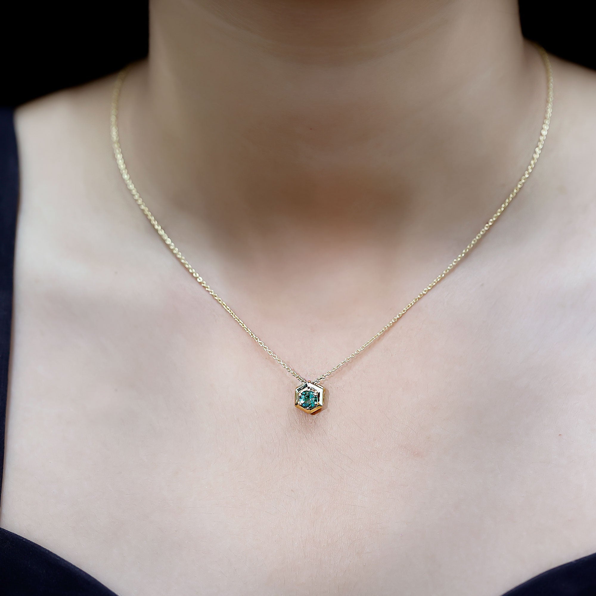 0.75 CT Antique Emerald Solitaire Pendant in 6 Prong Setting
