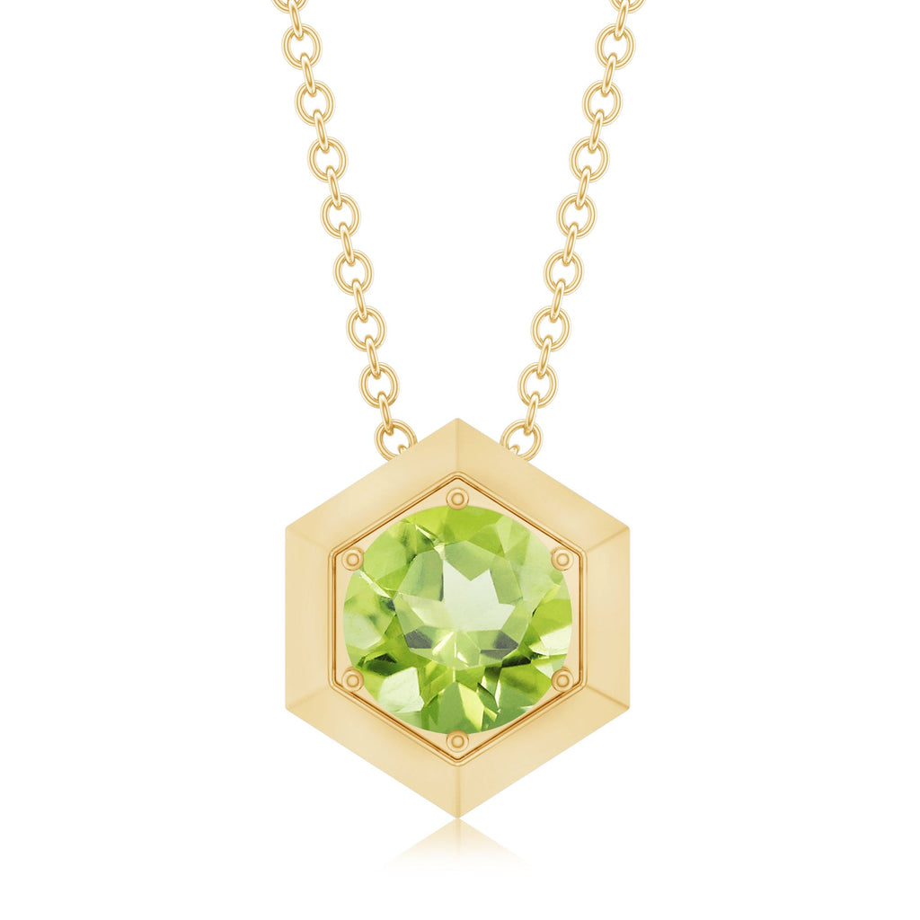 1 CT Hexagon Pendant for Women with Solitaire Round Peridot