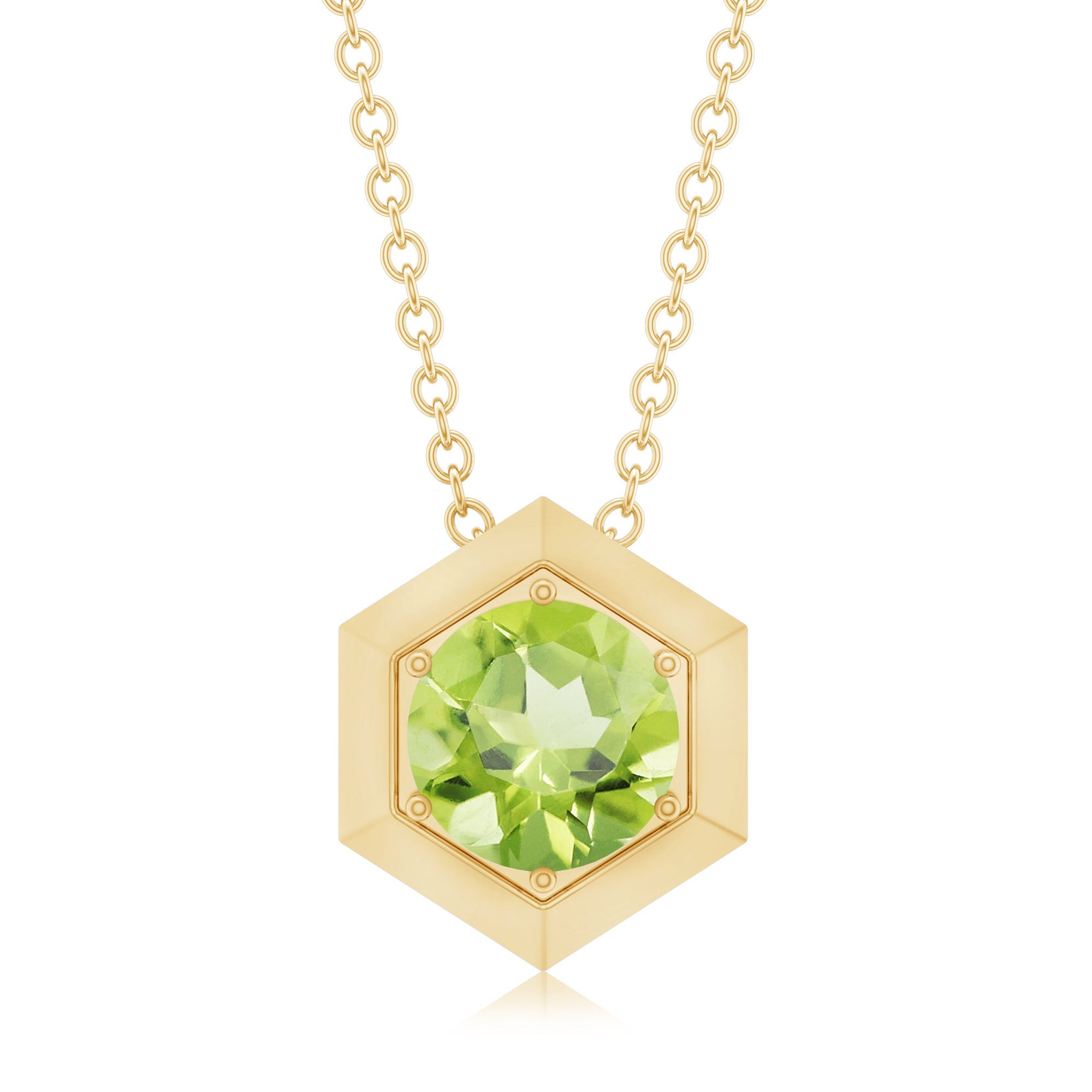 1 CT Hexagon Pendant for Women with Solitaire Round Peridot