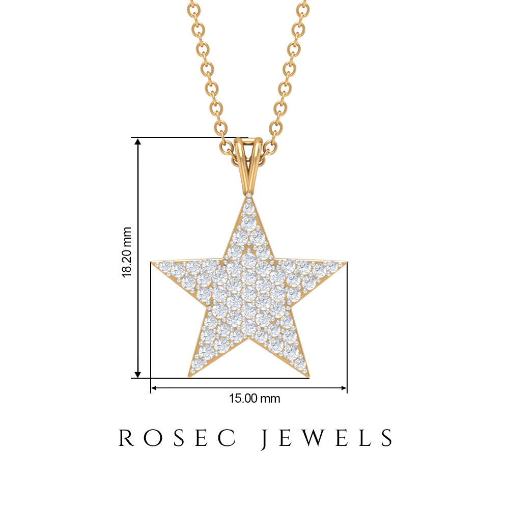 Diamond Star Pendant Necklace in Pave Setting