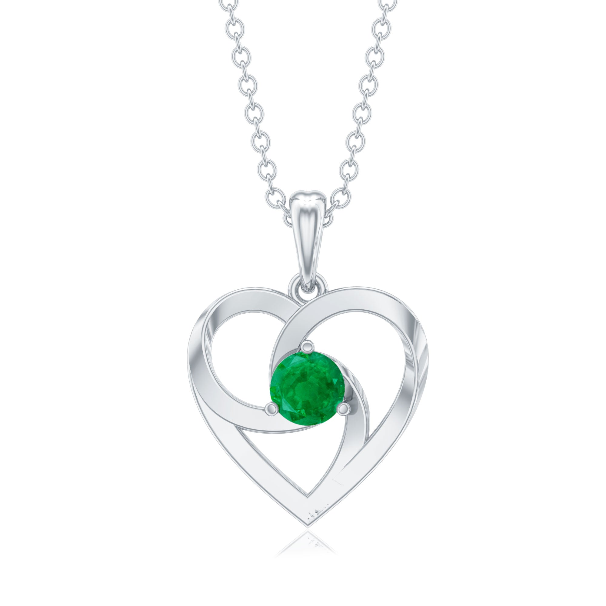 Natural Half Carat Emerald Heart Pendant Necklace for Women