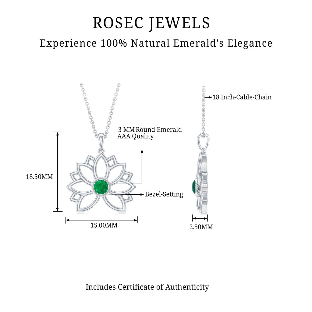 Genuine Emerald Lotus Necklace With Chain