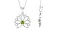 Gold Lotus Flower Pendant with 3 MM Round Cut Peridot