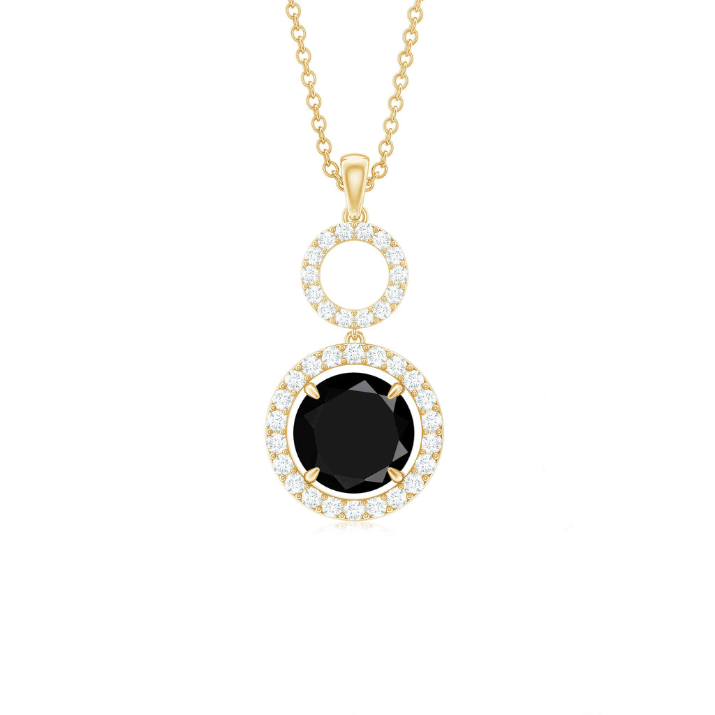 Lab Created Black Diamond Drop & Dangle Necklace with White Diamond