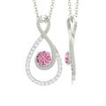 Pink Tourmaline and Diamond Teardrop Pendant Necklace