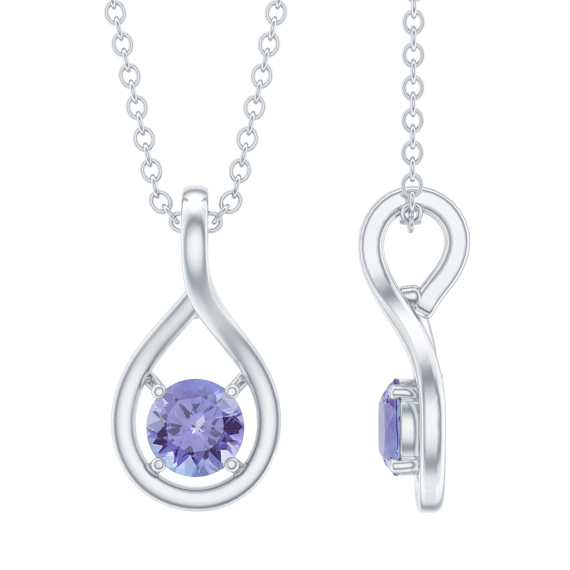Certified 5 MM Round Tanzanite Teardrop Pendant