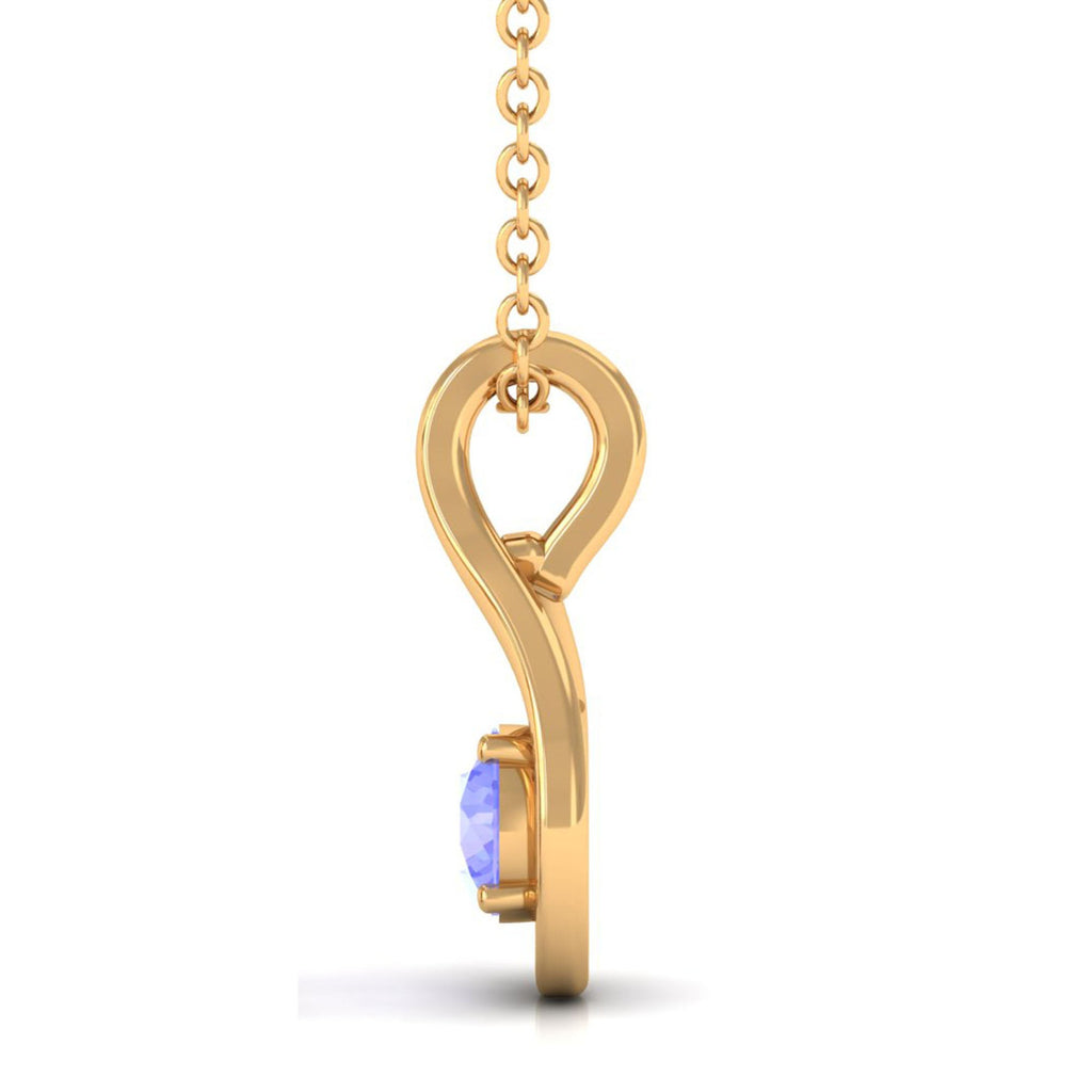 Certified 5 MM Round Tanzanite Teardrop Pendant