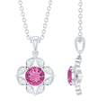 Antique Style Natural Pink Tourmaline Bridal Pendant with Diamond