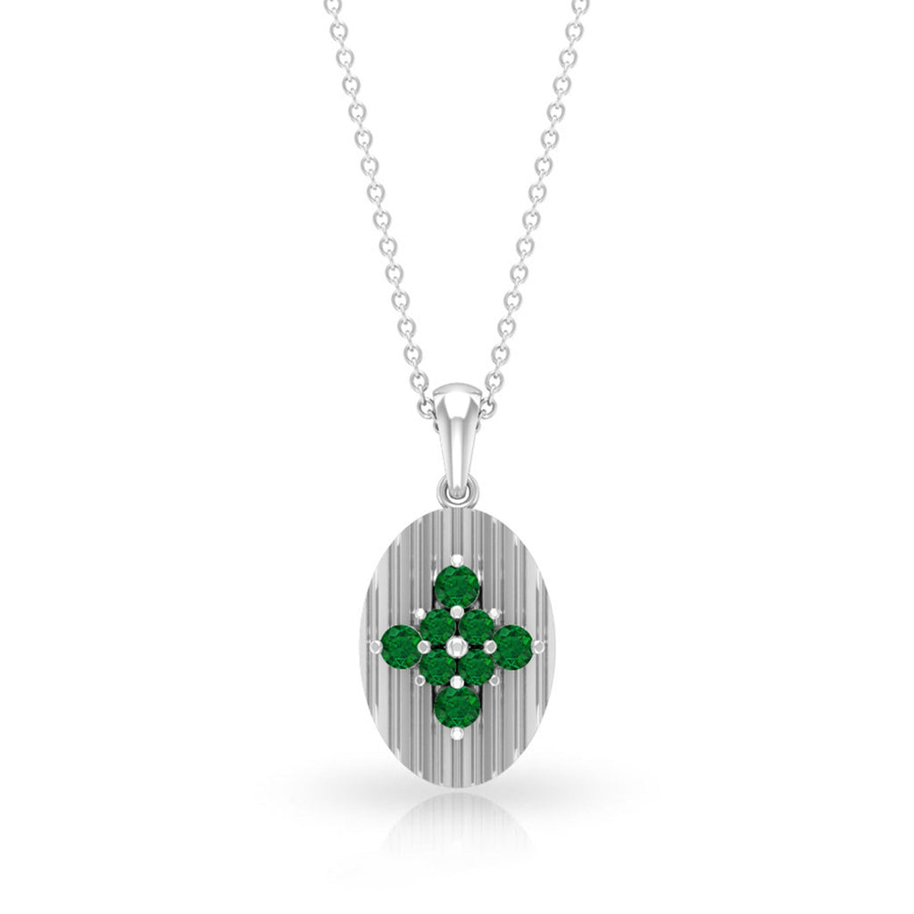 0.5 CT Emerald Cluster Gold Pendant Necklace in Prong Setting