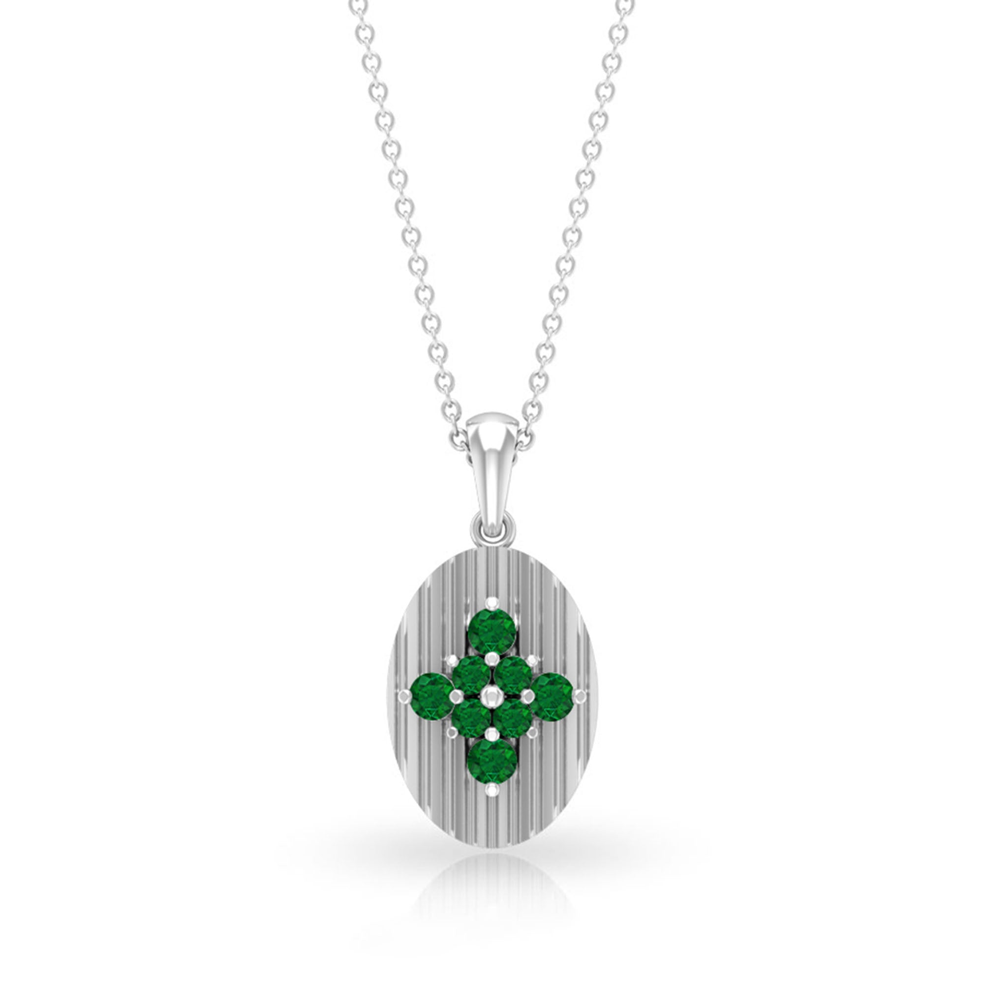 0.5 CT Emerald Cluster Gold Pendant Necklace in Prong Setting