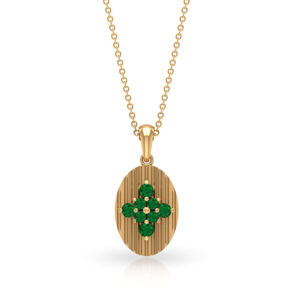 0.5 CT Emerald Cluster Gold Pendant Necklace in Prong Setting
