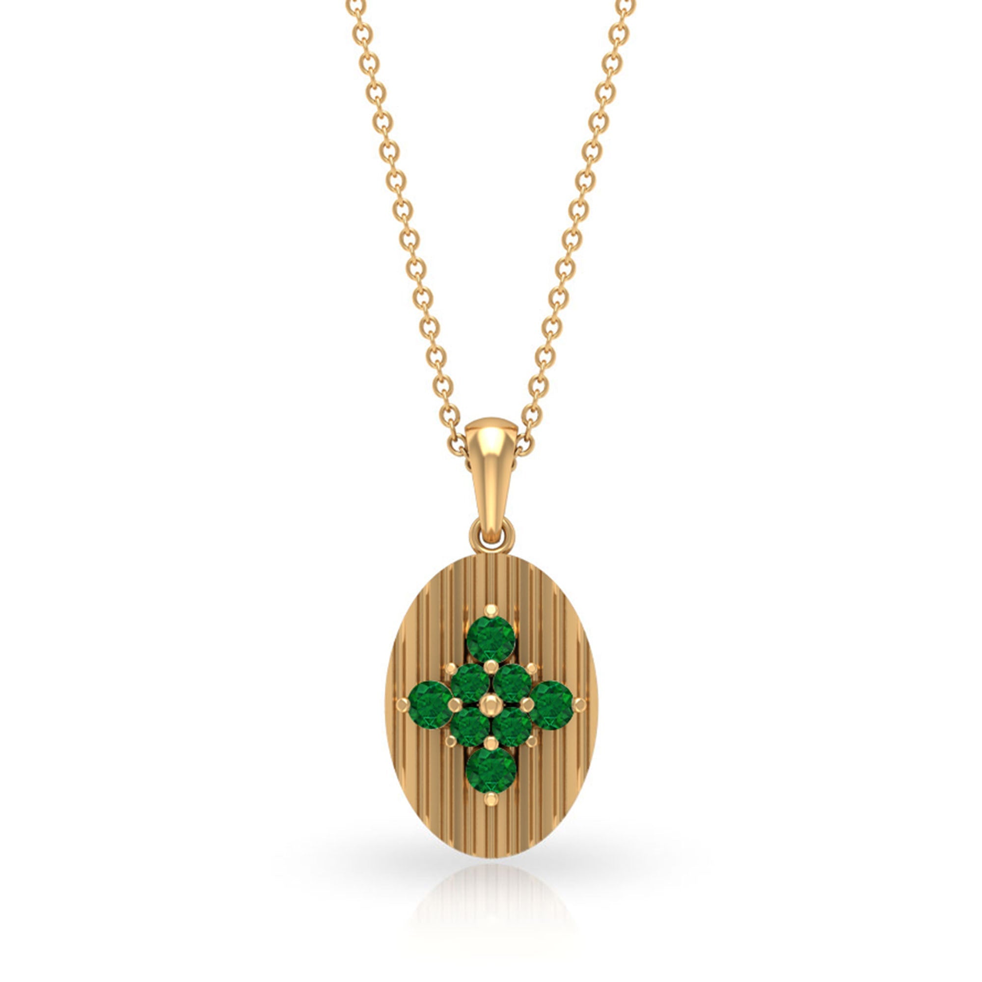 0.5 CT Emerald Cluster Gold Pendant Necklace in Prong Setting
