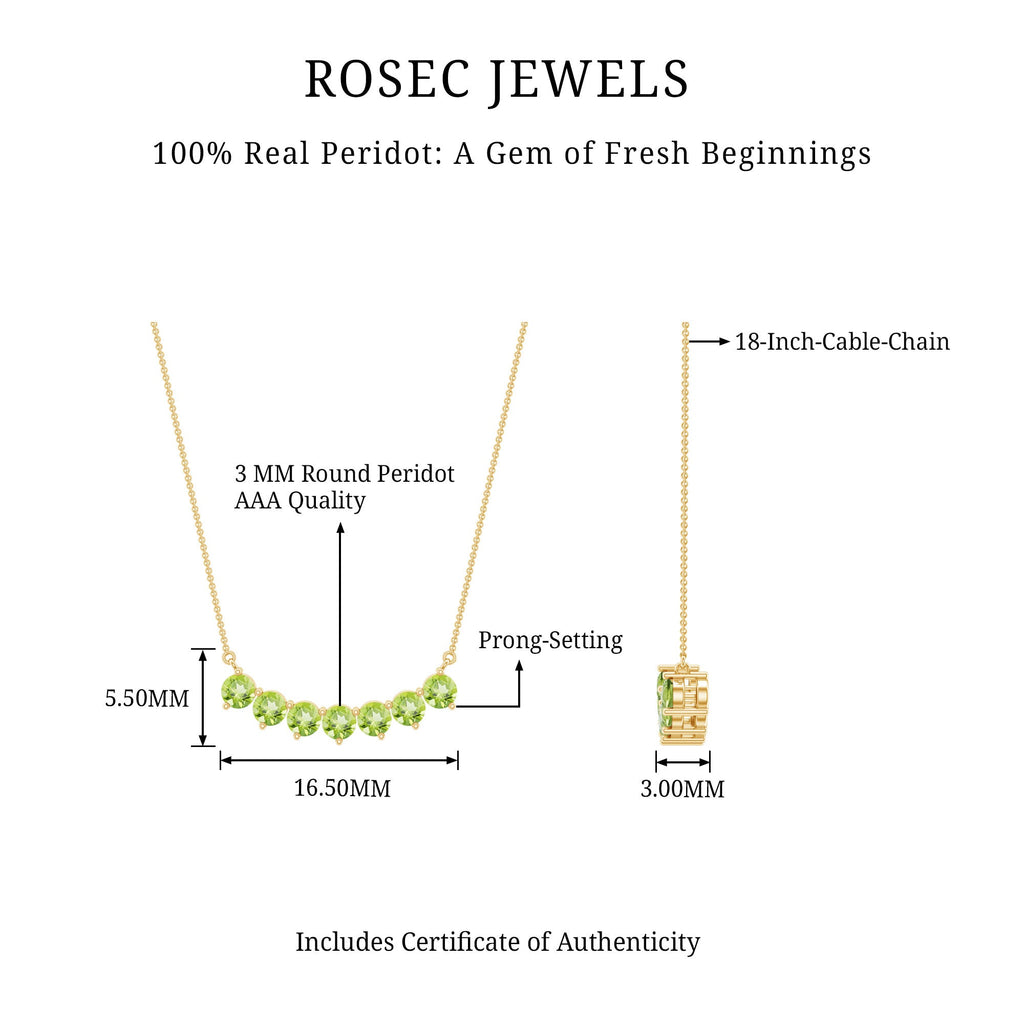 Seven Stone Peridot Bar Necklace