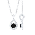 Certified 4MM Solitaire Black Onyx Teardrop Pendant With Chain