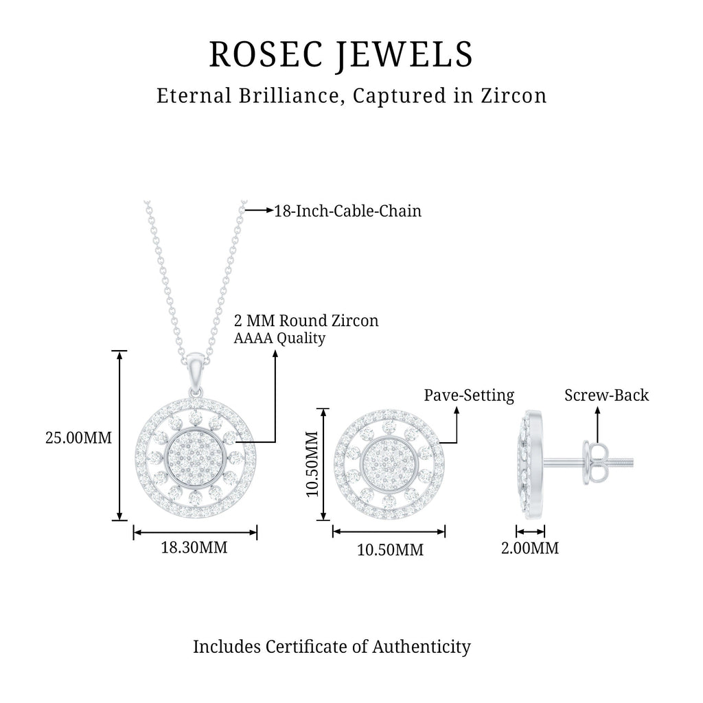 3 CT Classic Zircon Cluster Pendant and Earring Set