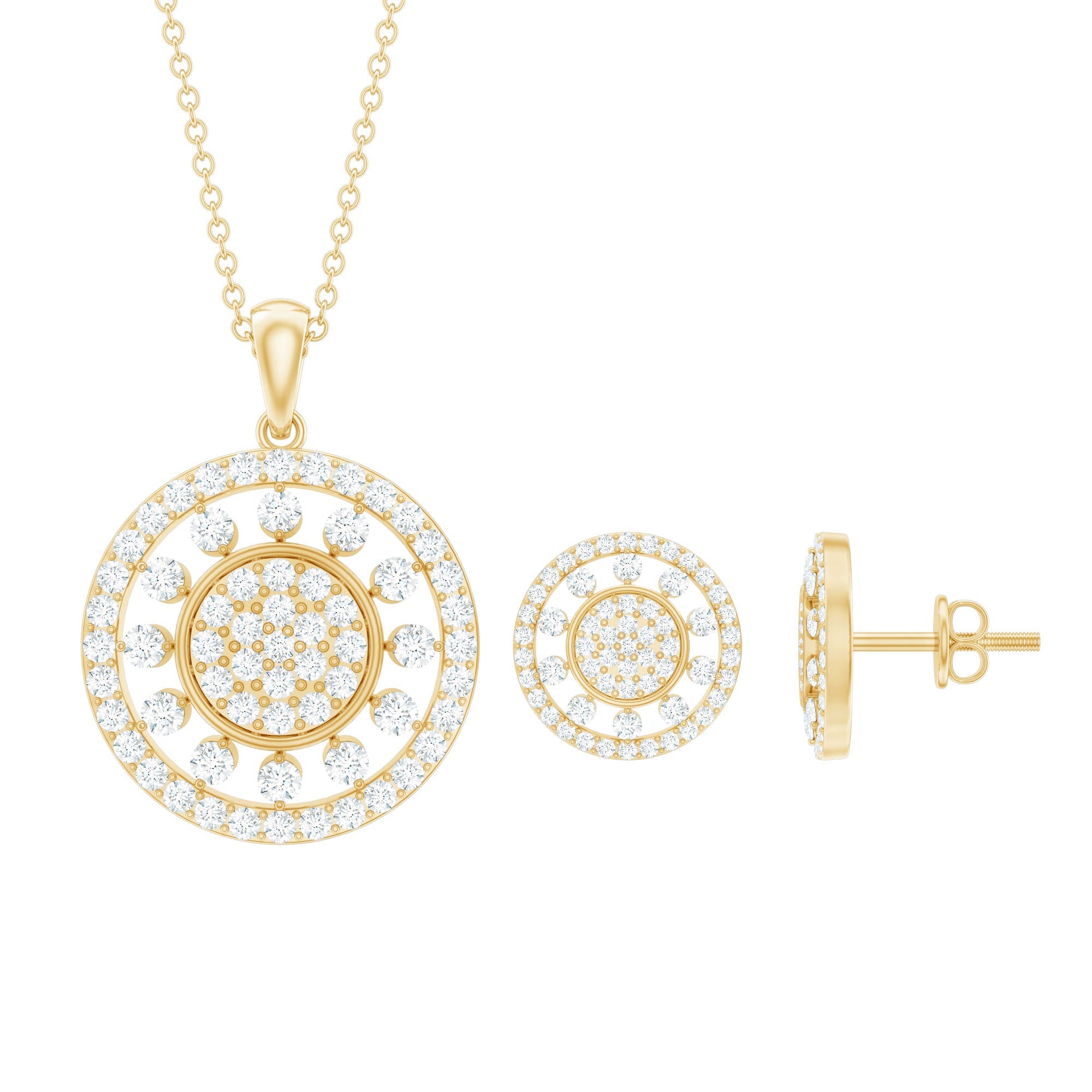 3 CT Classic Zircon Cluster Pendant and Earring Set