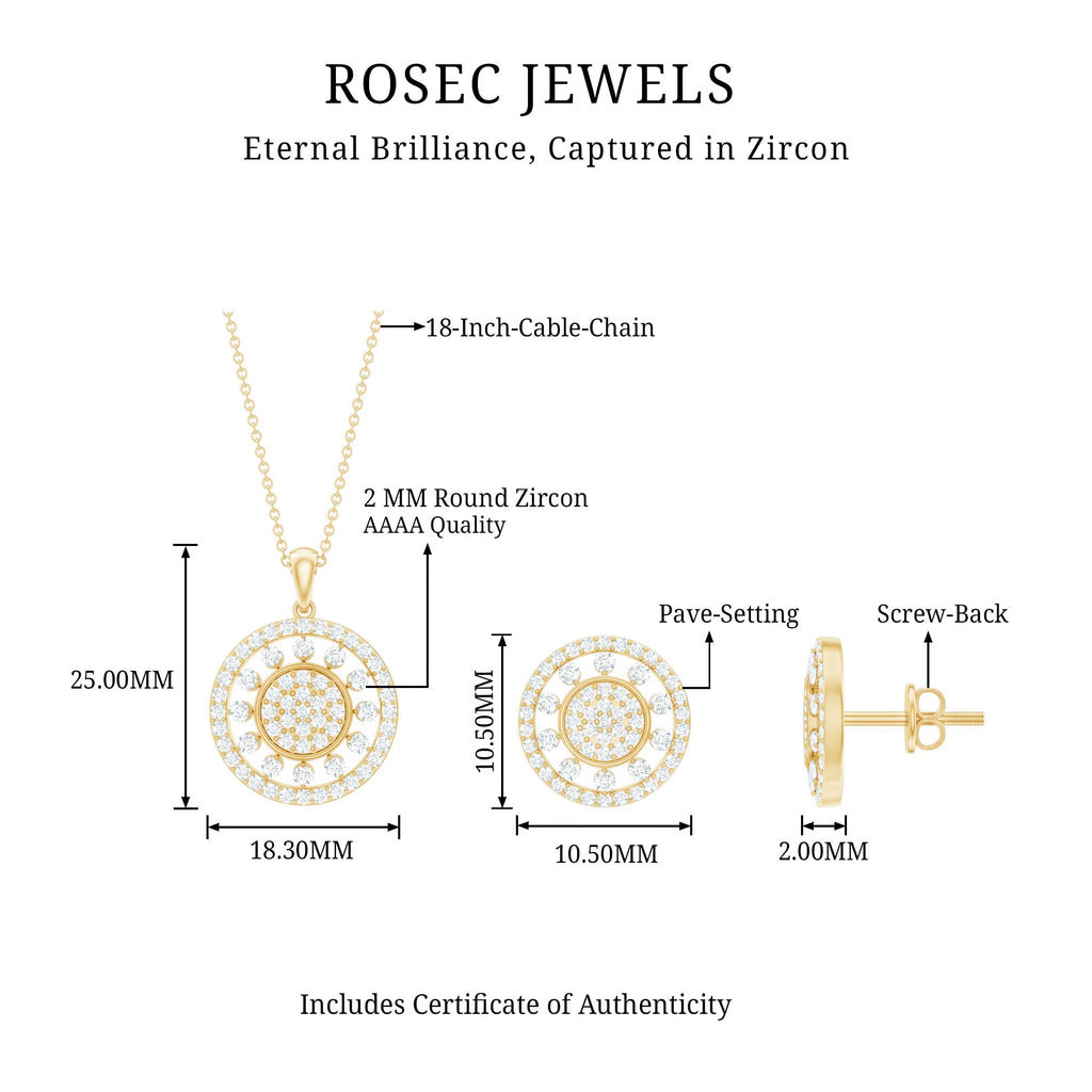 3 CT Classic Zircon Cluster Pendant and Earring Set