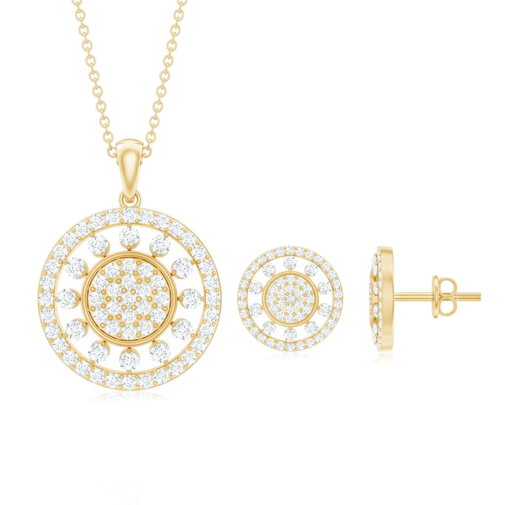 3 CT Classic Zircon Cluster Pendant and Earring Set