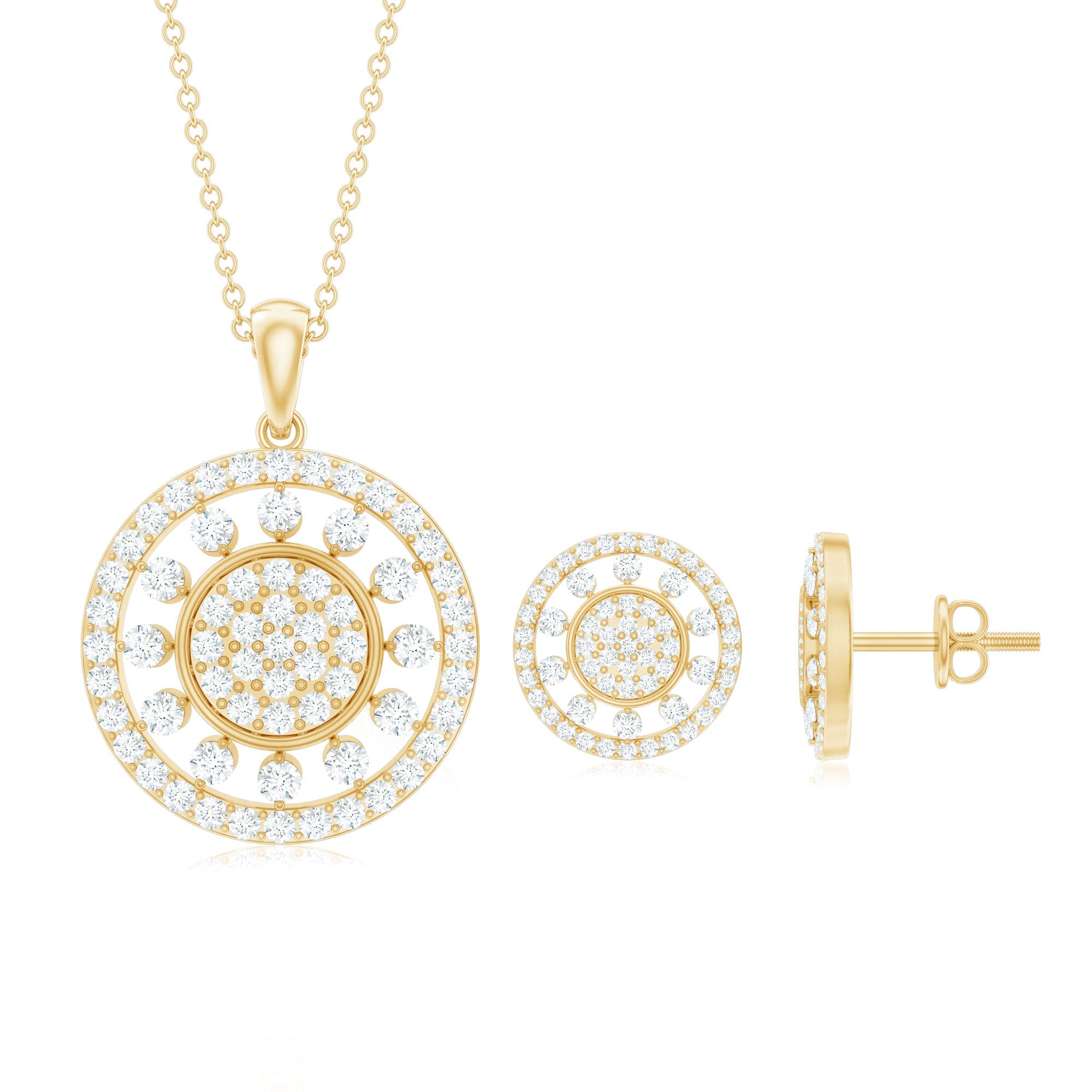 3 CT Classic Zircon Cluster Pendant and Earring Set