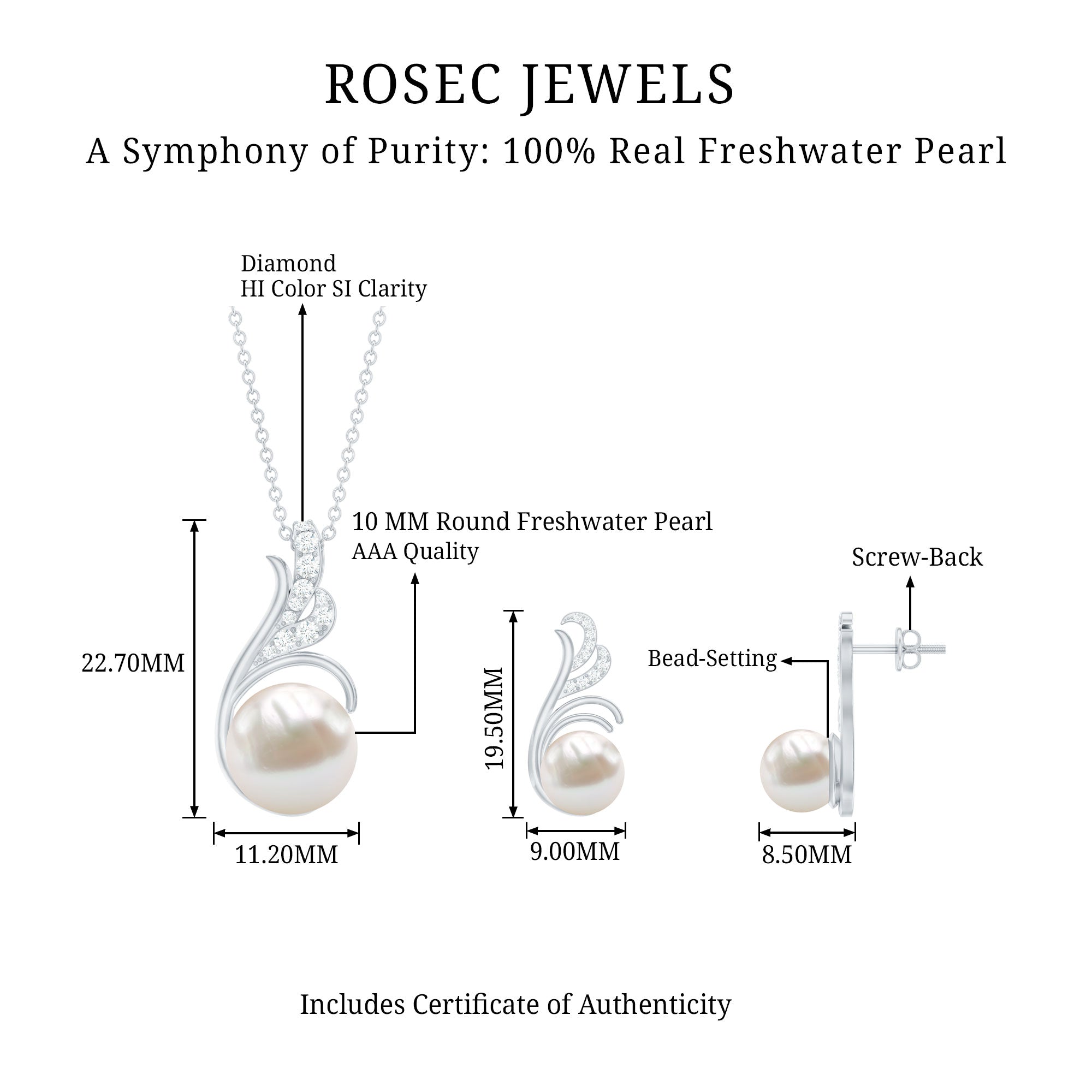 Freshwater Pearl and Diamond Designer Jewelry Set