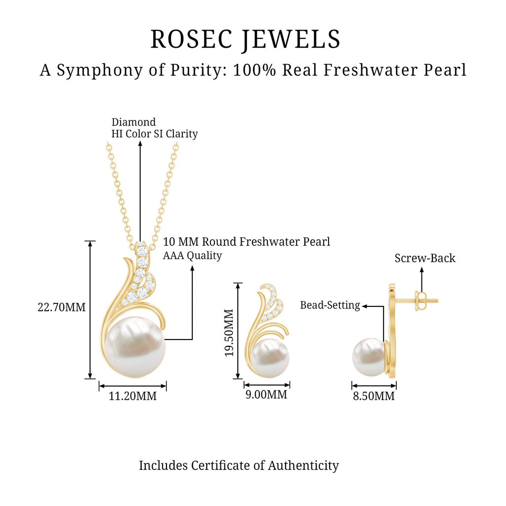 Freshwater Pearl and Diamond Designer Jewelry Set