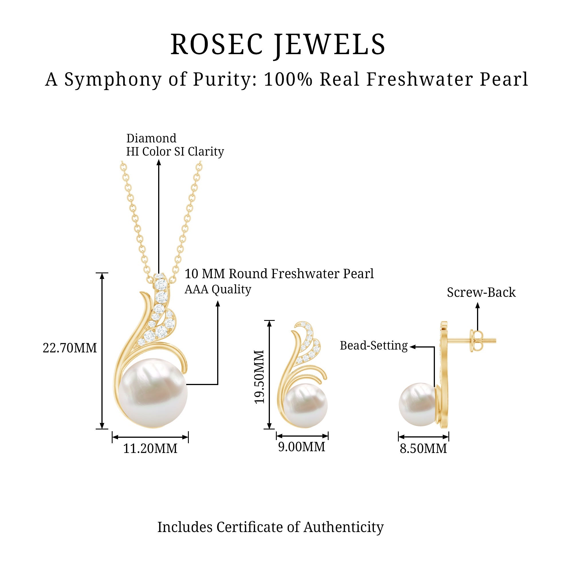 Freshwater Pearl and Diamond Designer Jewelry Set