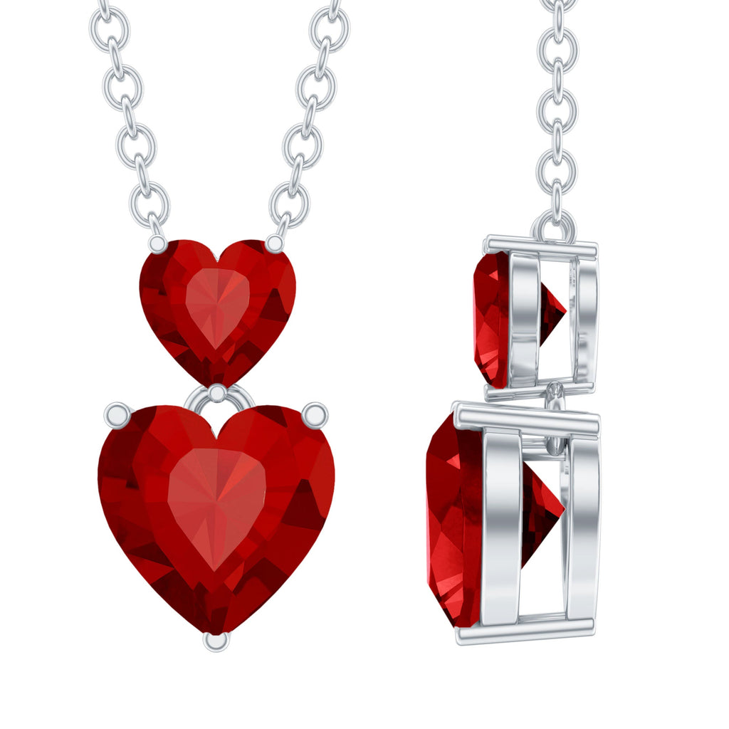 Lab Certified Ruby Double Heart Necklace for Women