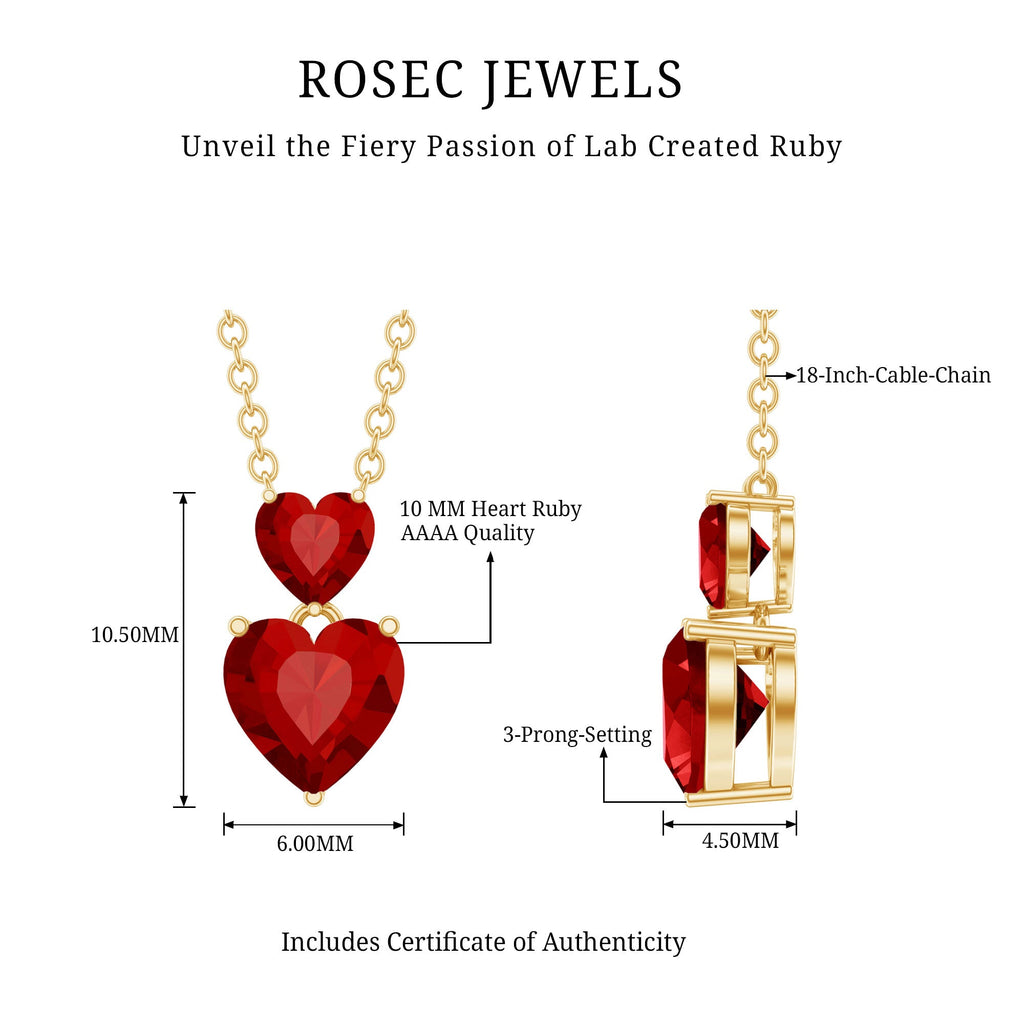 Lab Certified Ruby Double Heart Necklace for Women