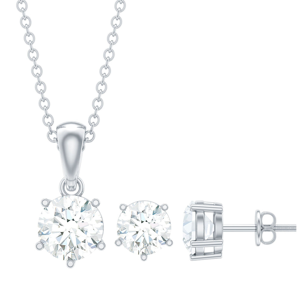 2 CT Round Shape Moissanite Solitaire Jewelry Set