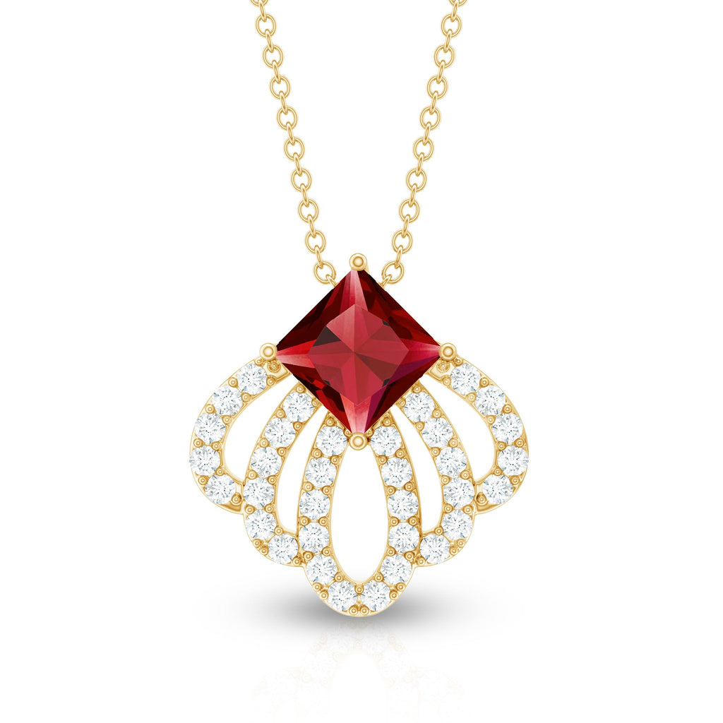 Lab Grown Ruby Diamond Designer Wedding Necklace