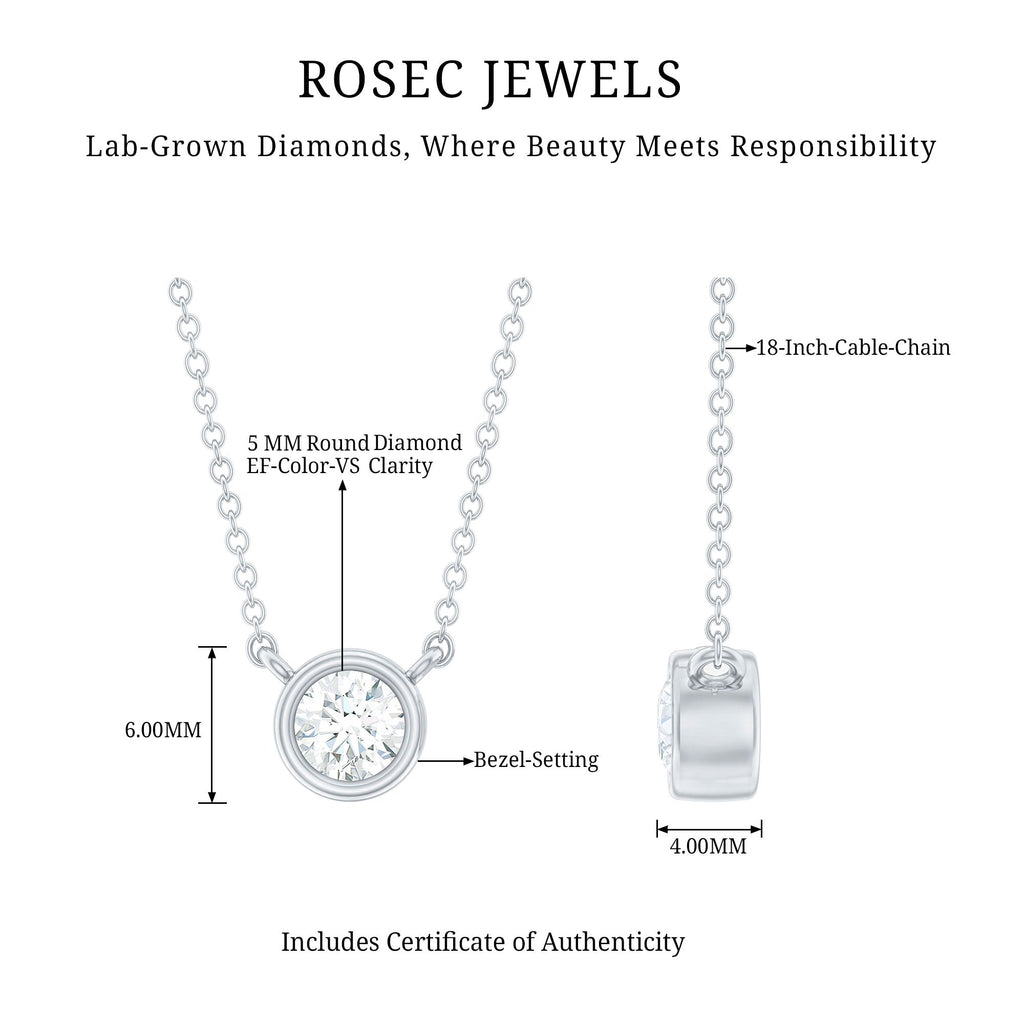 Half Carat Lab Grown Diamond Solitaire Necklace in Sterling Silver