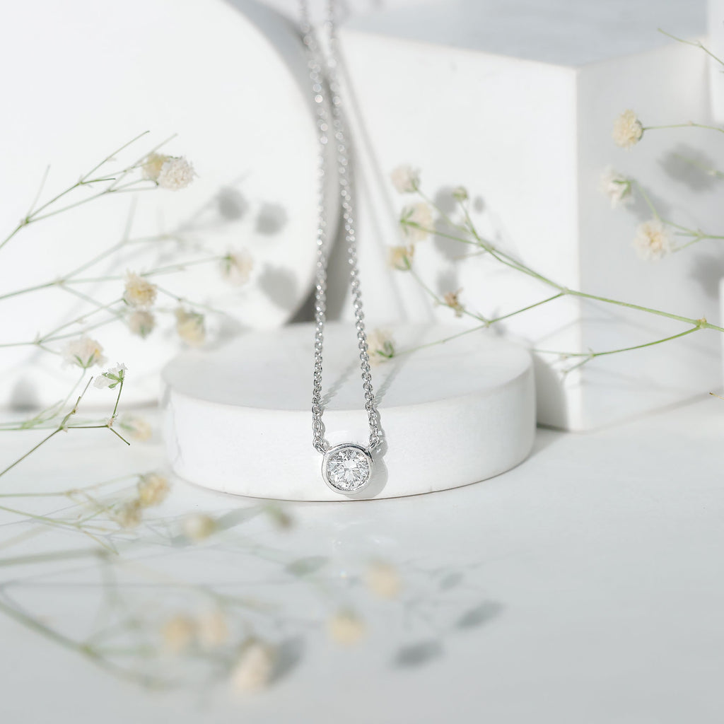 Half Carat Lab Grown Diamond Solitaire Necklace in Sterling Silver