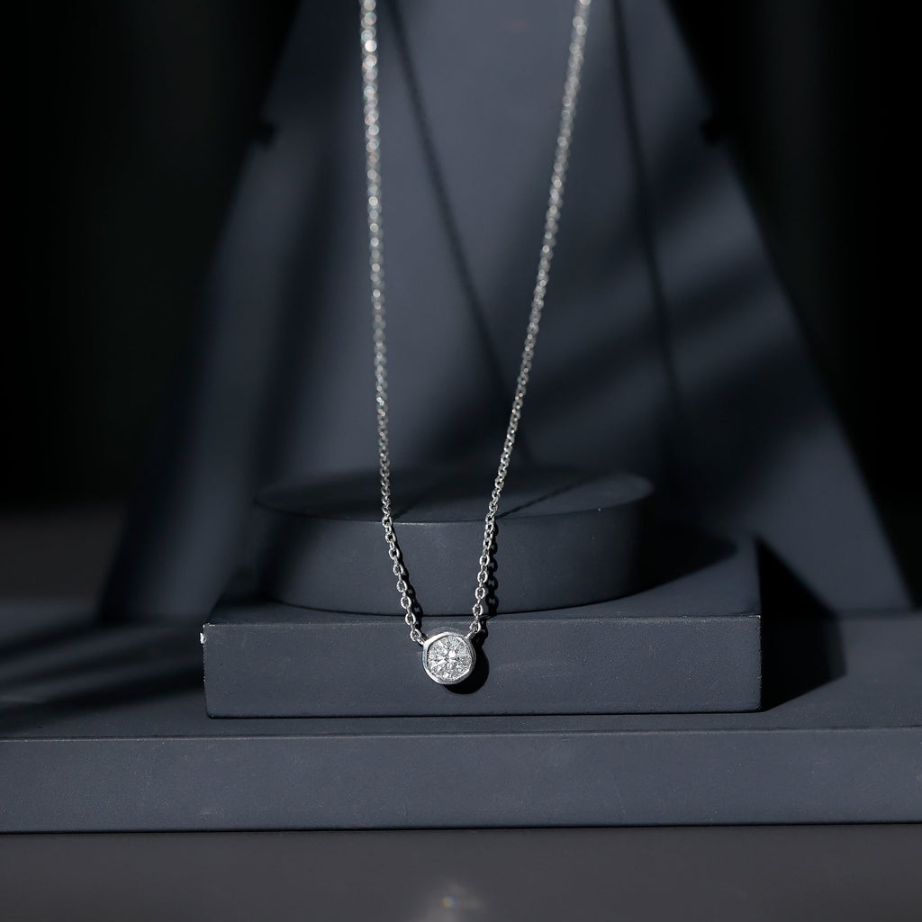 Half Carat Lab Grown Diamond Solitaire Necklace in Sterling Silver