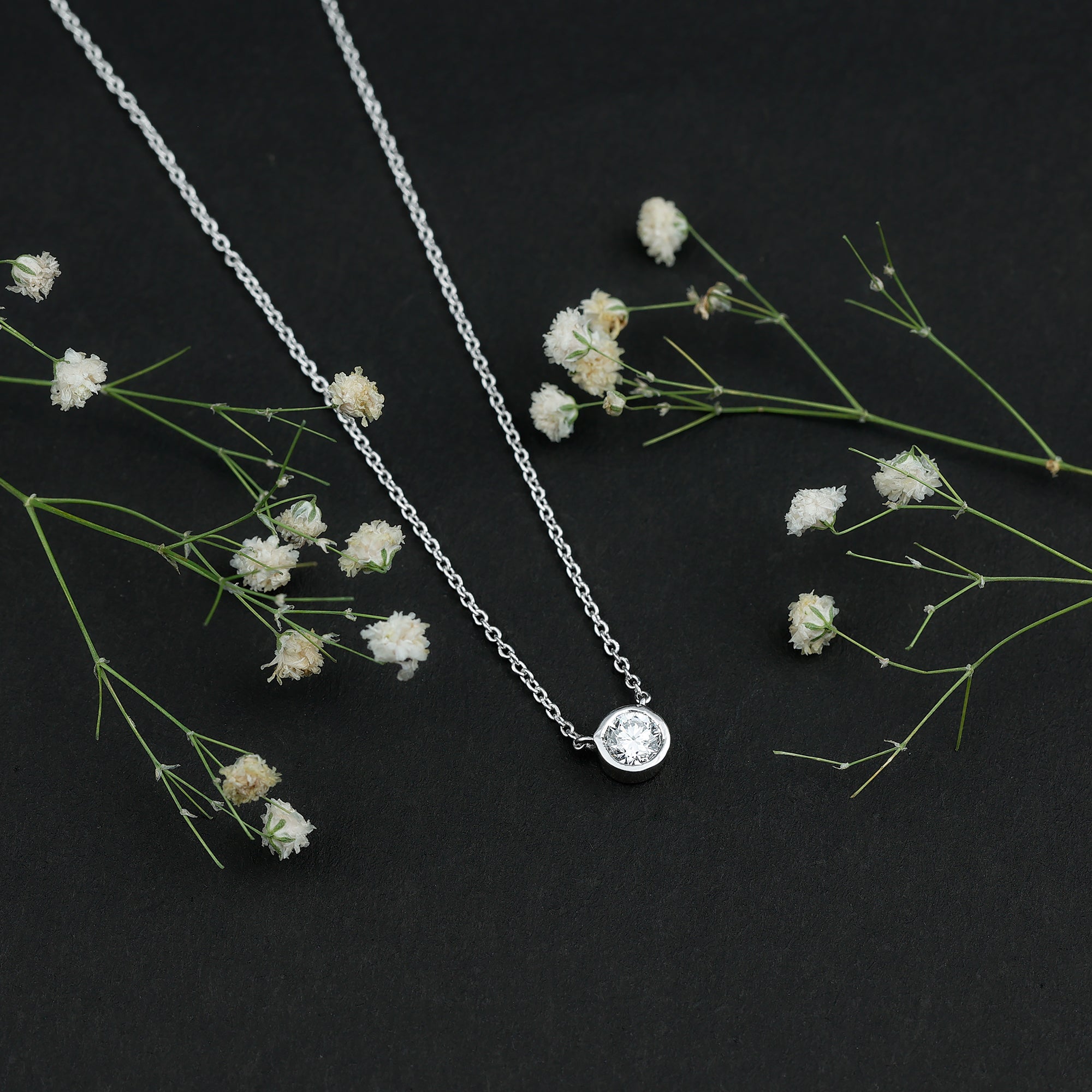 Half Carat Lab Grown Diamond Solitaire Necklace in Sterling Silver