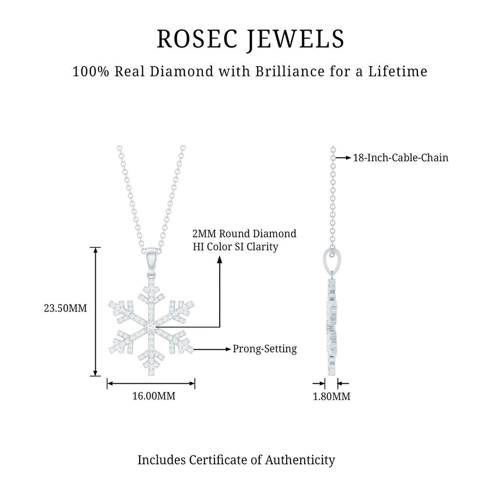 Genuine Diamond Snowflake Pendant for Women