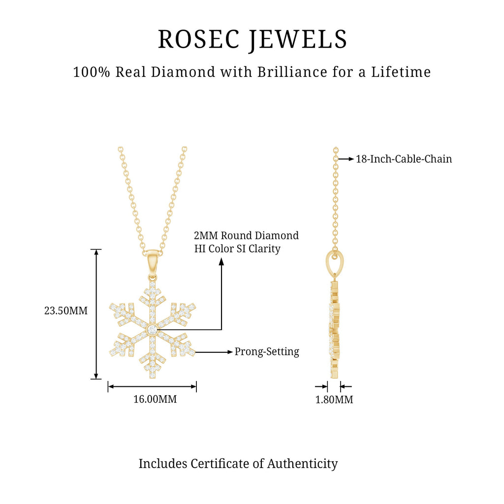 Genuine Diamond Snowflake Pendant for Women