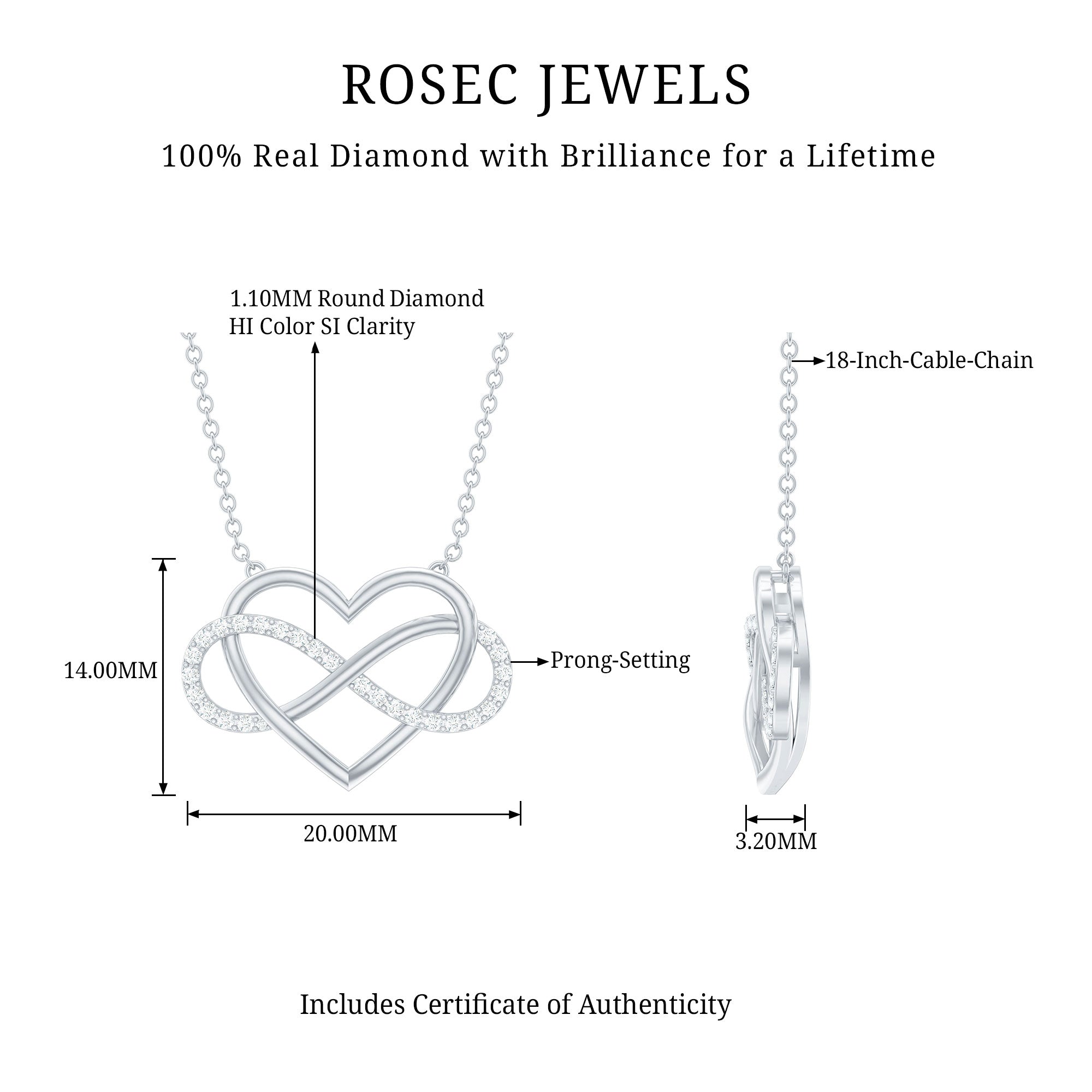 Certified Diamond Infinity Heart Necklace