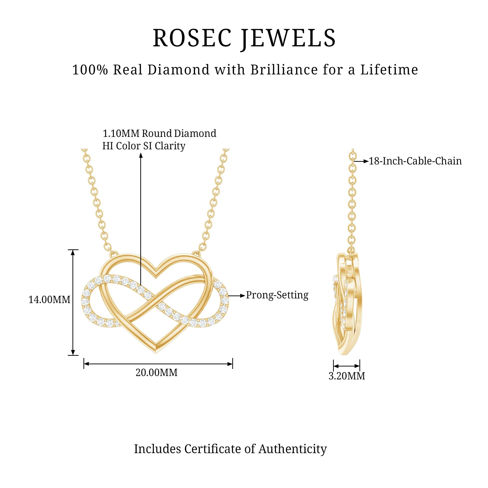 Certified Diamond Infinity Heart Necklace